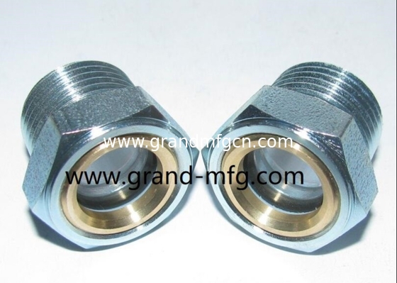 Männliche NPT-Rohrfaden 1-1/4&quot; Hexagonalkopf Stahl Öl Sichtglas Nickel ((Zink) mit Naturglas beschichtet