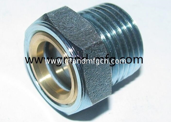 Männliche NPT-Rohrfaden 1-1/4&quot; Hexagonalkopf Stahl Öl Sichtglas Nickel ((Zink) mit Naturglas beschichtet