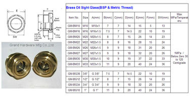 männliches BSP G-Glas 1/2&quot;,3/4&quot;,1&quot; Messing Ölsichtglas ((BSP &amp; Metric Thread) mit Naturglas