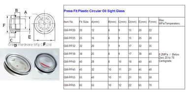 BSP-Dreh G3/4&quot; Pressfit Kunststoffkreislauf Öl Sichtglas für Hydraulikbehälter