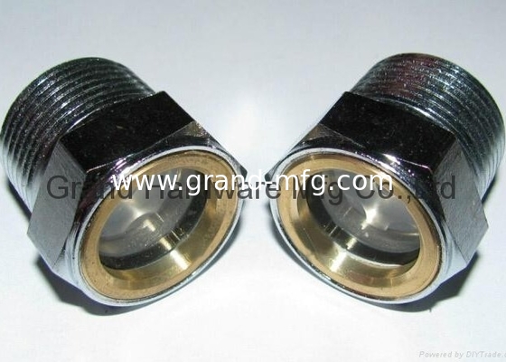 Männliche NPT-Rohrfaden 1-1/4&quot; Hexagonalkopf Stahl Öl Sichtglas Nickel ((Zink) mit Naturglas beschichtet