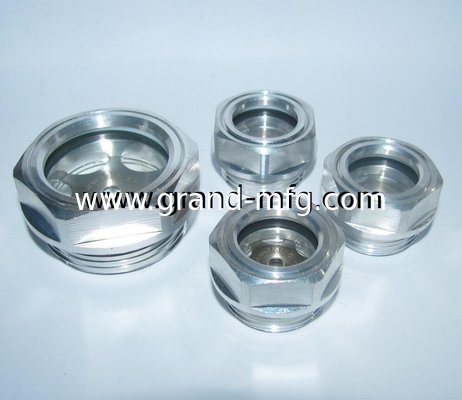 M22X1.5 M27X1.5 M42X1.5 Metrische Gitter aus Aluminium-Bull-Eye-Ölpegel-Sichtglasstecker mit rotem Mittelzeichen-Frähkopf