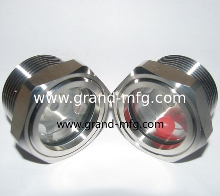 Hochdruck 1500 PSI SIGHT FLOW WINDOW WITH RED BALL 1 1/2 &quot;NPT Ölsicht Glas Flüssigkeitsflusssichtmessgeräte mit roter Kugel