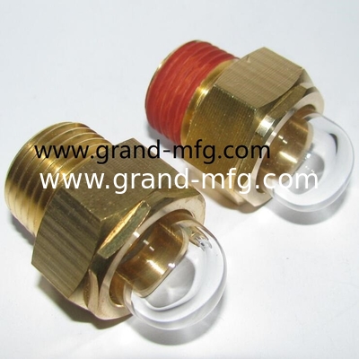 USA männliche NPT-Glas3/8 INCH Messing Kuppel Ölstandsschau Glas Hex-Schraube-in Ölstandsschau Glasfenster mit Gussverschluss Messing Ölstandsschau Glas für Pumpen Getriebe und Kompressoren Messing Material NPT