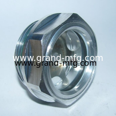 männlicher BSP G-Garn kundenspezifischer Bläser Aluminium Ölstandssichtbrille mit 3 mm Glas Aluminium Ölstandssichtbrille mit Viton O-Ring und Edelstahlreflektor geeignet für verschiedene Anwendungen