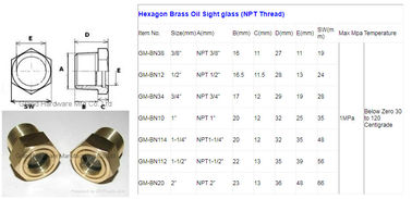 Npt 1/2 Zoll,3/4 Zoll,1 Zoll,1-1/4 Zoll,1-1/2 Zoll Kompressor Messing Ölpegel Blick mit FKM O-Ring