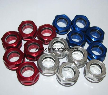 M33 M24X1.5 Aluminium-Anodisierungsfarbsicht Glas Hex-Schraube in Ölstandssicht Glas Ölstandsmessindikatoren