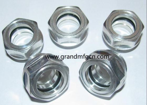 M22X1.5 M27X1.5 M42X1.5 Metrische Gitter aus Aluminium-Bull-Eye-Ölpegel-Sichtglasstecker mit rotem Mittelzeichen-Frähkopf