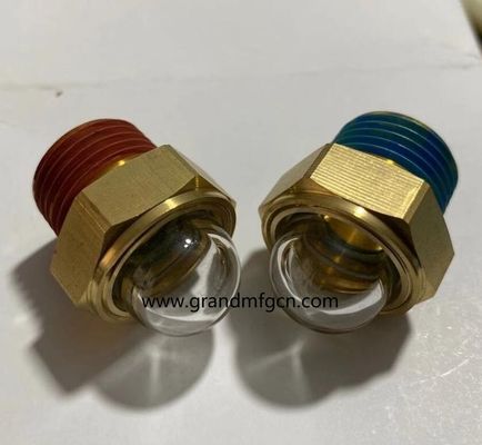 NPT 1/2 INCH klare Kuppel Ölpegel Anzeiger Hex-Schraube Ölpegel Anzeigeglas mit blauem Gewindeschloss