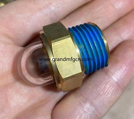 NPT 1/2 INCH klare Kuppel Ölpegel Anzeiger Hex-Schraube Ölpegel Anzeigeglas mit blauem Gewindeschloss
