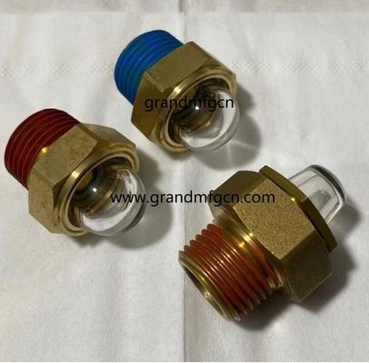 US-amerikanische männliche NPT-Dreh 1/2 INCH Messing Kuppel Ölstand Anzeige Hex-Schraube Ölstand Anzeige Glas mit Fadenverriegelung