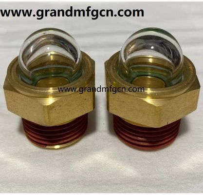 US-amerikanische männliche NPT-Draht 3/8 INCH Messing Kuppel Ölstand Anzeige Hex-Schraube Ölstand Anzeige Glas mit Fadenverriegelung