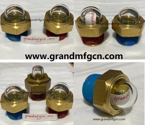 US-amerikanische männliche NPT-Draht 3/4 INCH Messing Kuppel Ölpegel Sichtanzeiger Hex-Schraube Ölpegel Sichtglas mit Gewindeverriegelung