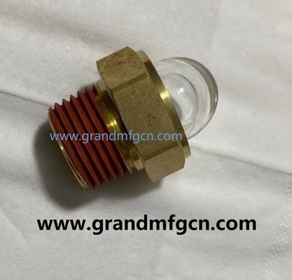 US-amerikanische männliche NPT-Draht 3/8 INCH Messing Kuppel Ölstand Anzeige Hex-Schraube Ölstand Anzeige Glas mit Fadenverriegelung