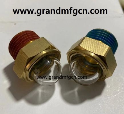 US-amerikanische männliche NPT-Draht 3/8 INCH Messing Kuppel Ölstand Anzeige Hex-Schraube Ölstand Anzeige Glas mit Fadenverriegelung