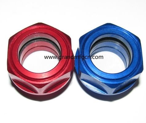M22X1.5 M27X1.5 M42X1.5 Metrische Gitter aus Aluminium-Bull-Eye-Ölpegel-Sichtglasstecker mit rotem Mittelzeichen-Frähkopf