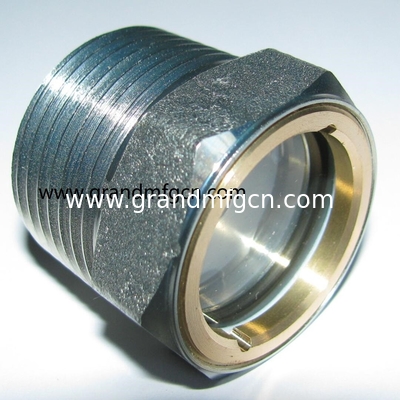 Männliche NPT-Rohrfaden 1-1/4&quot; Hexagonalkopf Stahl Öl Sichtglas Nickel ((Zink) mit Naturglas beschichtet
