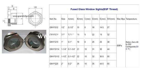 NPT 2&quot; BITZER Kühlschmelzglas aus geschmolzenem Stahl mit rotem Schwimmball geschmolzenem Glas